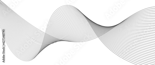 Technology abstract lines on white background. Undulate Grey Wave Swirl, frequency sound wave, twisted curve lines with blend effect.	 photo