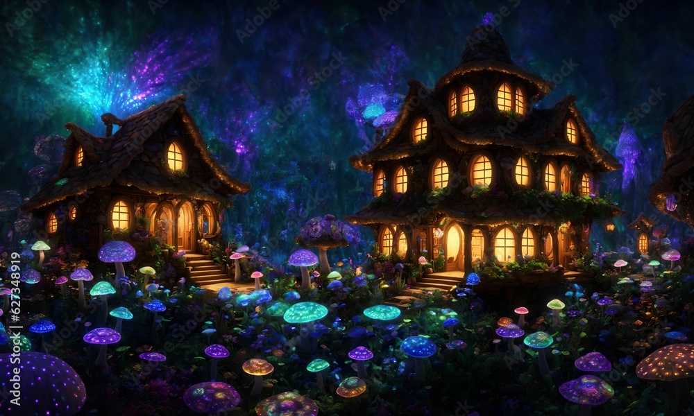 Mystic Mushroom House - ULTRA RESOLUTION - Anime Fantasy Background Wallpaper 