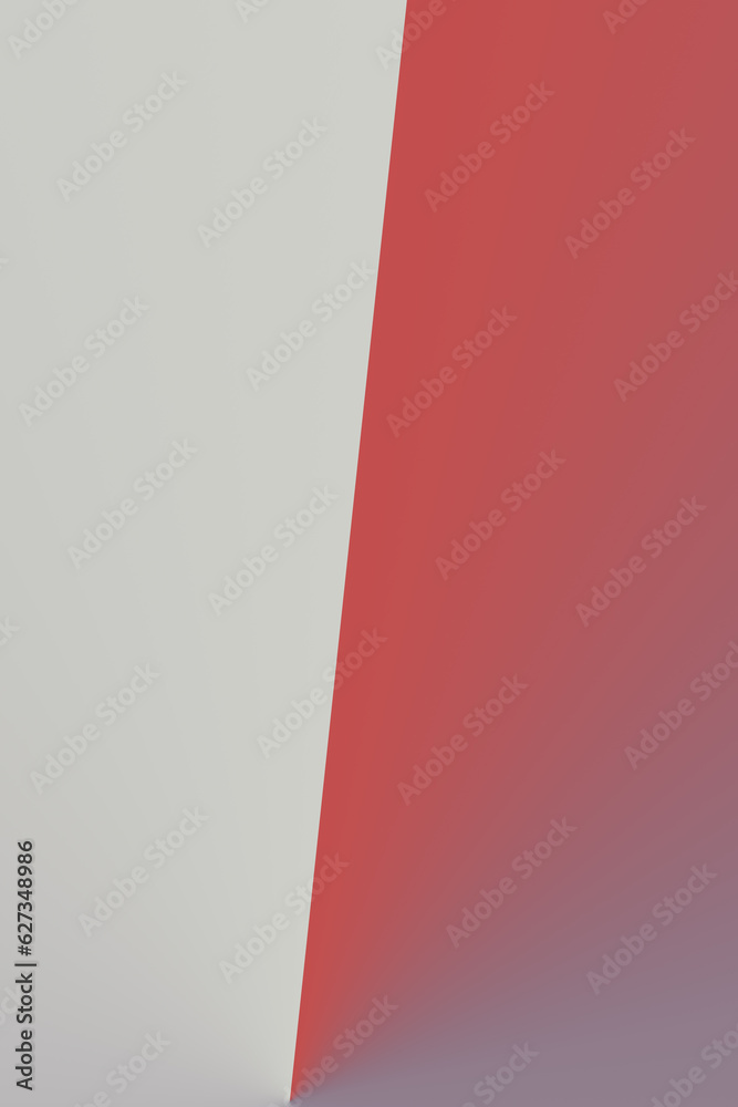 Zweigeteilter Präsentationshintergrund mit Farbverlauf von rot nach graublau; schräge, vertikale Flächenteilung mit Platz für Grafiken und Schrift