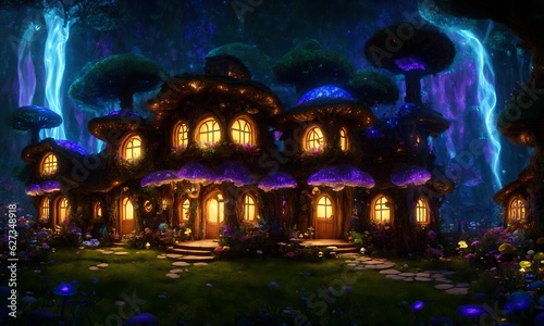 Mystic Mushroom House - ULTRA RESOLUTION - Anime Fantasy Background Wallpaper 
