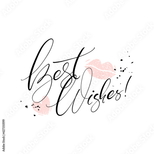 BEST WISHES hand lettering, vector illustration. Hand drawn lettering card background. Modern handmade calligraphy. Hand drawn lettering element for your design.
