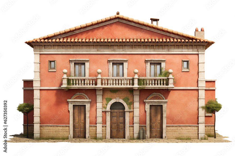 Classical Roman villa. isolated object, transparent background
