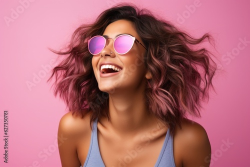 Beautuful girl against pink background