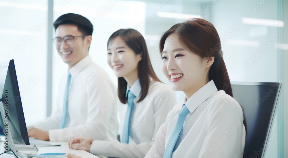 オフィスでチームで働くビジネスマン