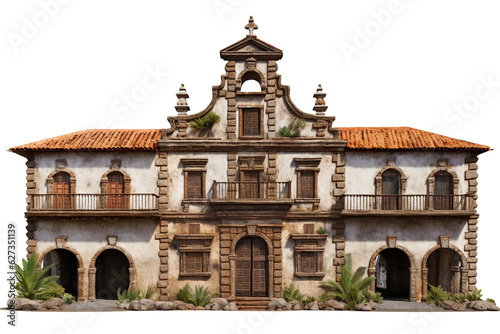 Colonial Spanishacienda. isolated object, transparent background