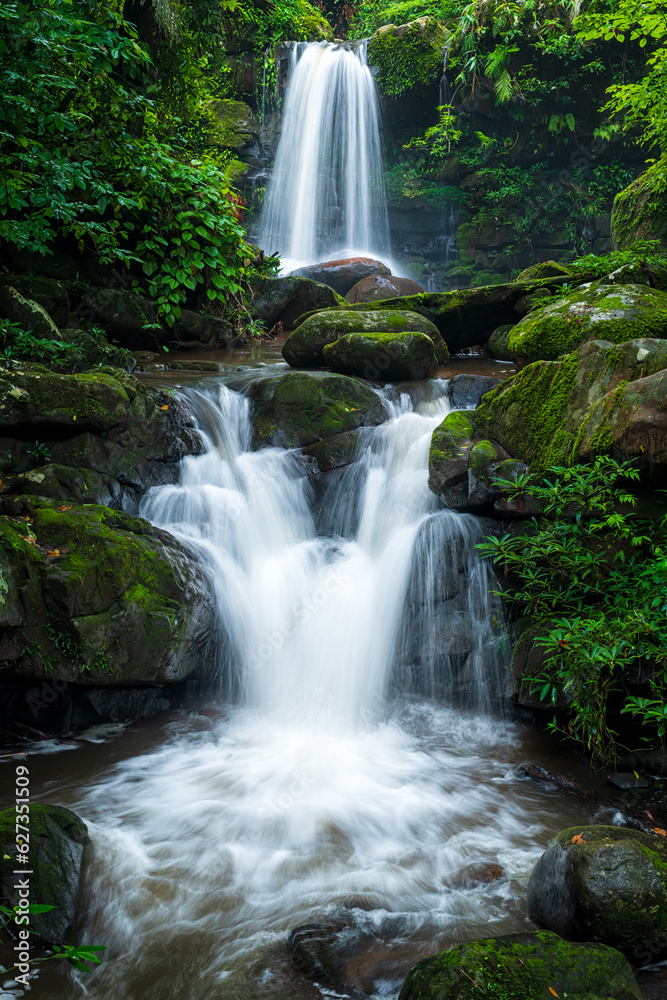 Beautiful deep forest waterfall at Thailand.