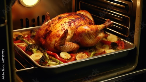 roasted chicken in the oven