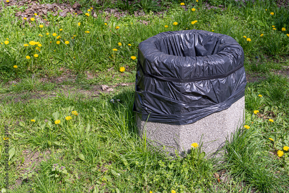 Concrete Garbage Bin in Park, Massive VandalResistant Trash Can, Big