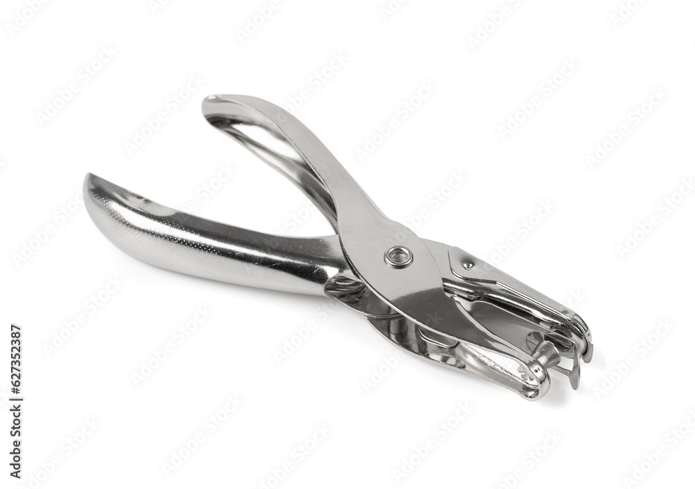 Hole Puncher Isolated, Metal Paper Puncher, New Office Tool, Single Business Stationery to Make Holes Hole Puncher Isolated, Metal Paper Puncher, New Office Tool, Single Business Stationery to Make Holes
