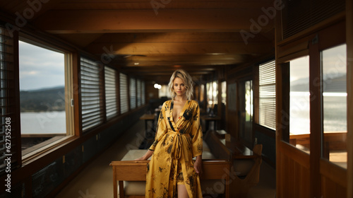 blonde woman wearing stylish dress  © stryjek