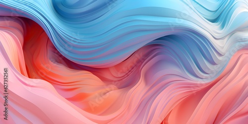 3d effect of an abstract wave of different colors wallpaper background created with Generative AI technology