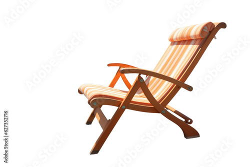 Deck chair on a cruise ship. isolated object, transparent background