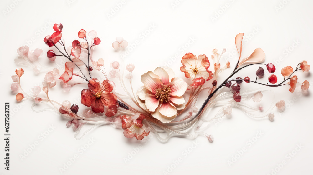 Naklejka premium He crafted a unique design with floral elements arranged in an unconventional pattern against a bright backdrop.