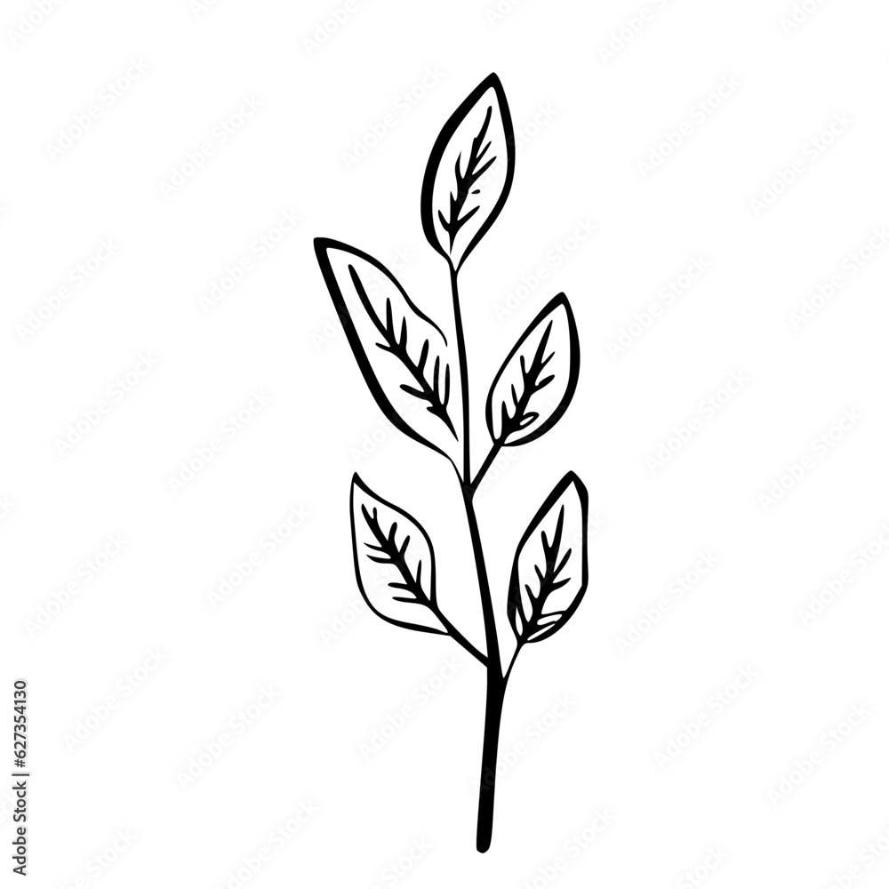 Minimalist branch with leaves icon Minimalist branch with leaves icon