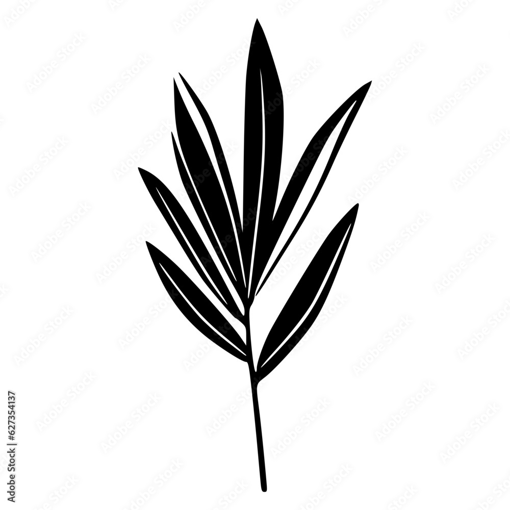 Obraz premium Minimalist branch with leaves icon