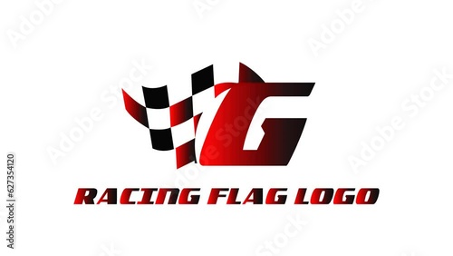 animation video of the racing flag and the letter G, suitable for opening racing sports advertisements, etc photo