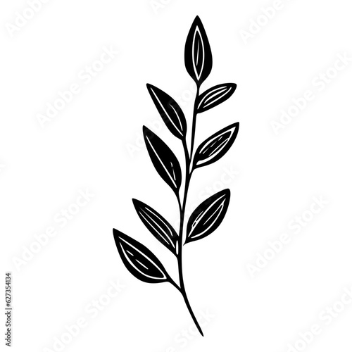 Minimalist branch with leaves icon © Asman