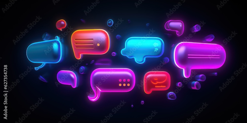 speech bubbles with a small shade of neon metaverse color