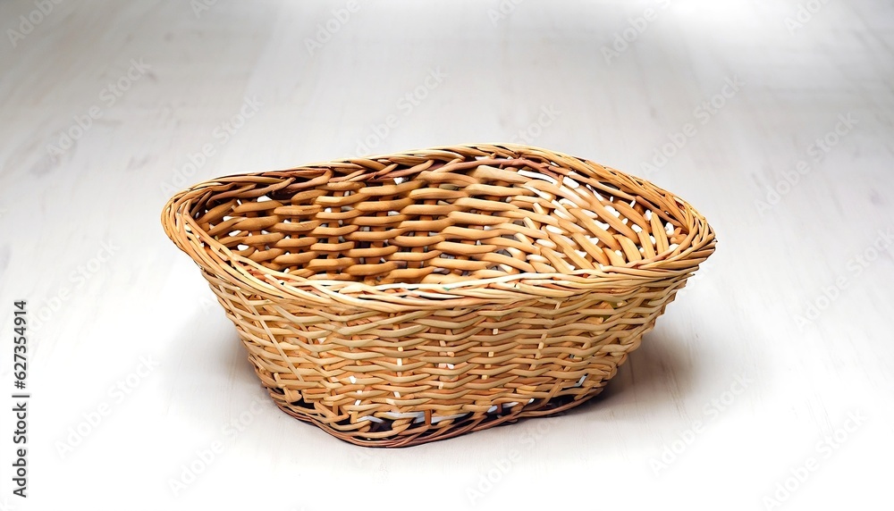 A Photo of a tidy and empty basket on a white background