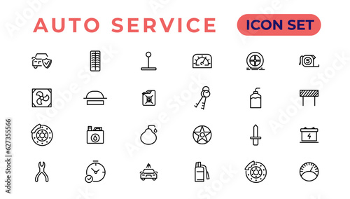 Fotografia Auto service and car garage Set of thin line web icon set, simple outline icons collection, Pixel Perfect icons, Simple vector illustration