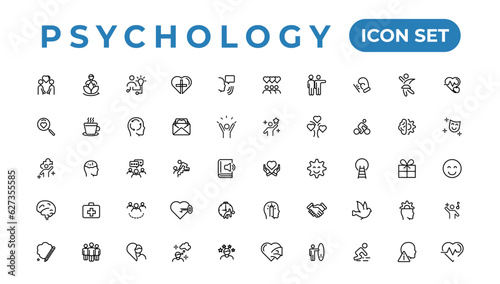 Psychology and mental line icons collection.Set of thin line web icon set, simple outline icons collection, Pixel Perfect icons, Simple vector illustration.