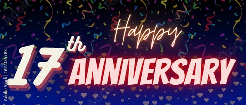 Tableau sur toile Happy 17th anniversary background