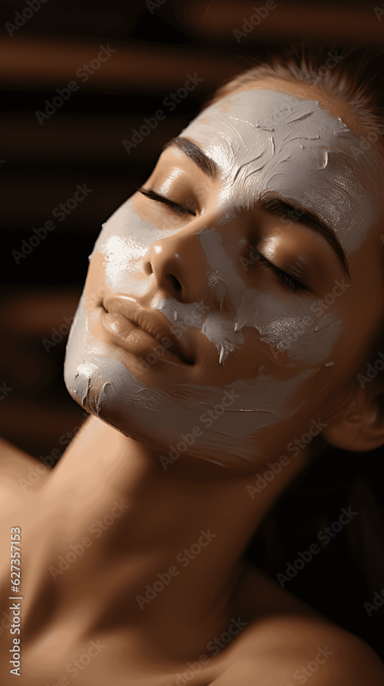 Close-Up Beauty: Girl with Eyes Closed, Enjoying Face Mask