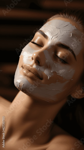 Close-Up Beauty: Girl with Eyes Closed, Enjoying Face Mask