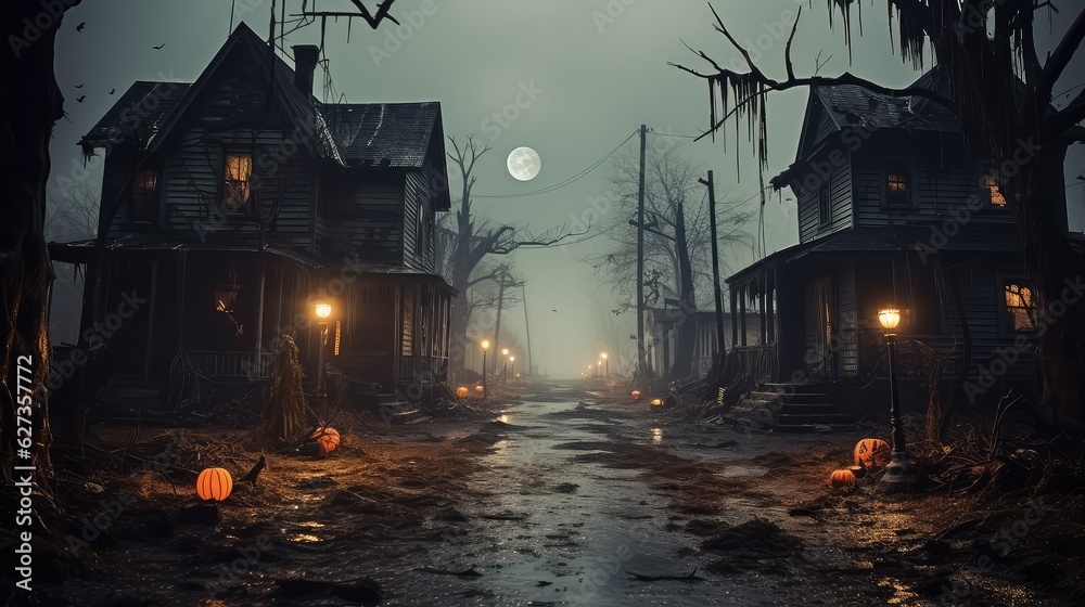 Halloween backgrounds with pumpkins and trees