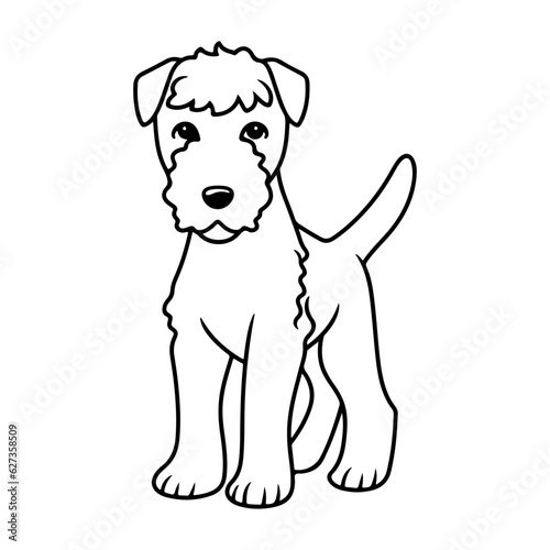 Airedale Terrier, hand drawn cartoon character, dog icon. © Asman