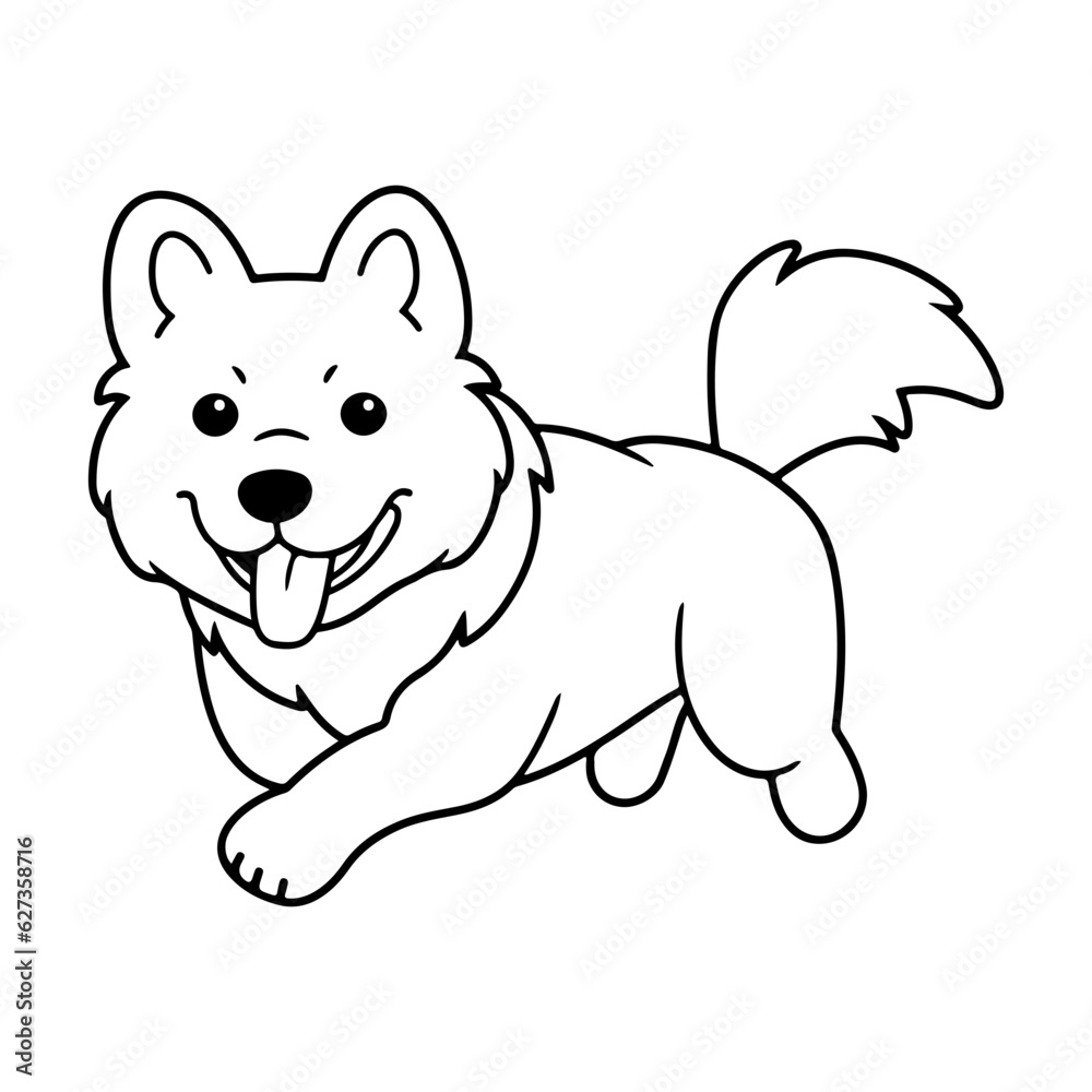 Obraz premium Alaskan Malamute, hand drawn cartoon character, dog icon.