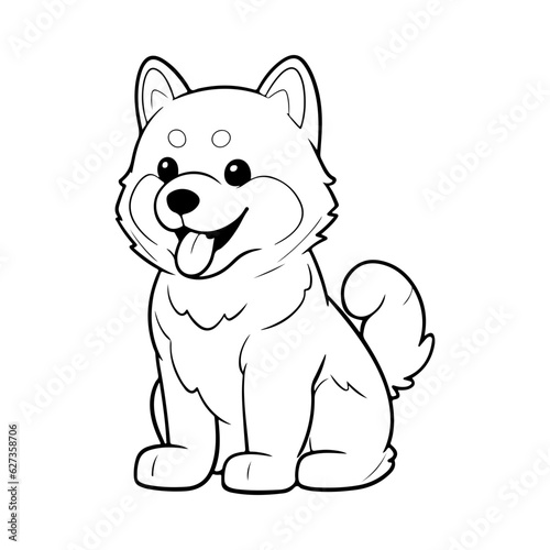 Alaskan Malamute, hand drawn cartoon character, dog icon.