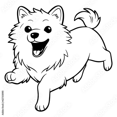 American Eskimo, hand drawn cartoon character, dog icon.