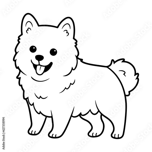 American Eskimo, hand drawn cartoon character, dog icon.