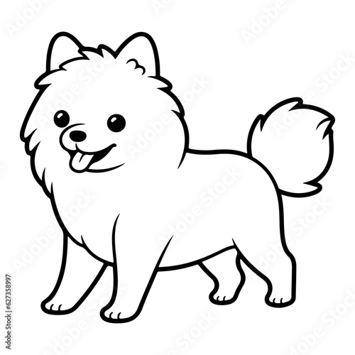 American Eskimo, hand drawn cartoon character, dog icon.