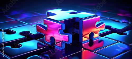  puzzle with a small shade of neon metaverse color as a slot symbol icon