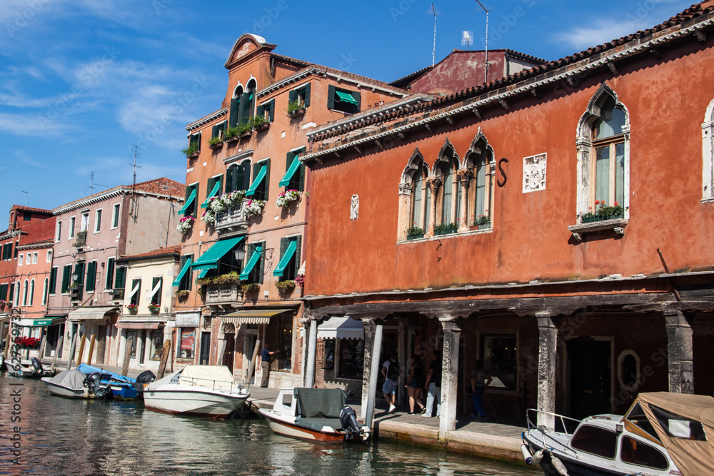 Murano Houses & Shops along with the channels Venice, Italy. Murano is famous by glass production factories
