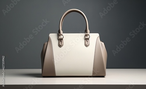 Modern elegant leather bag on coffee table