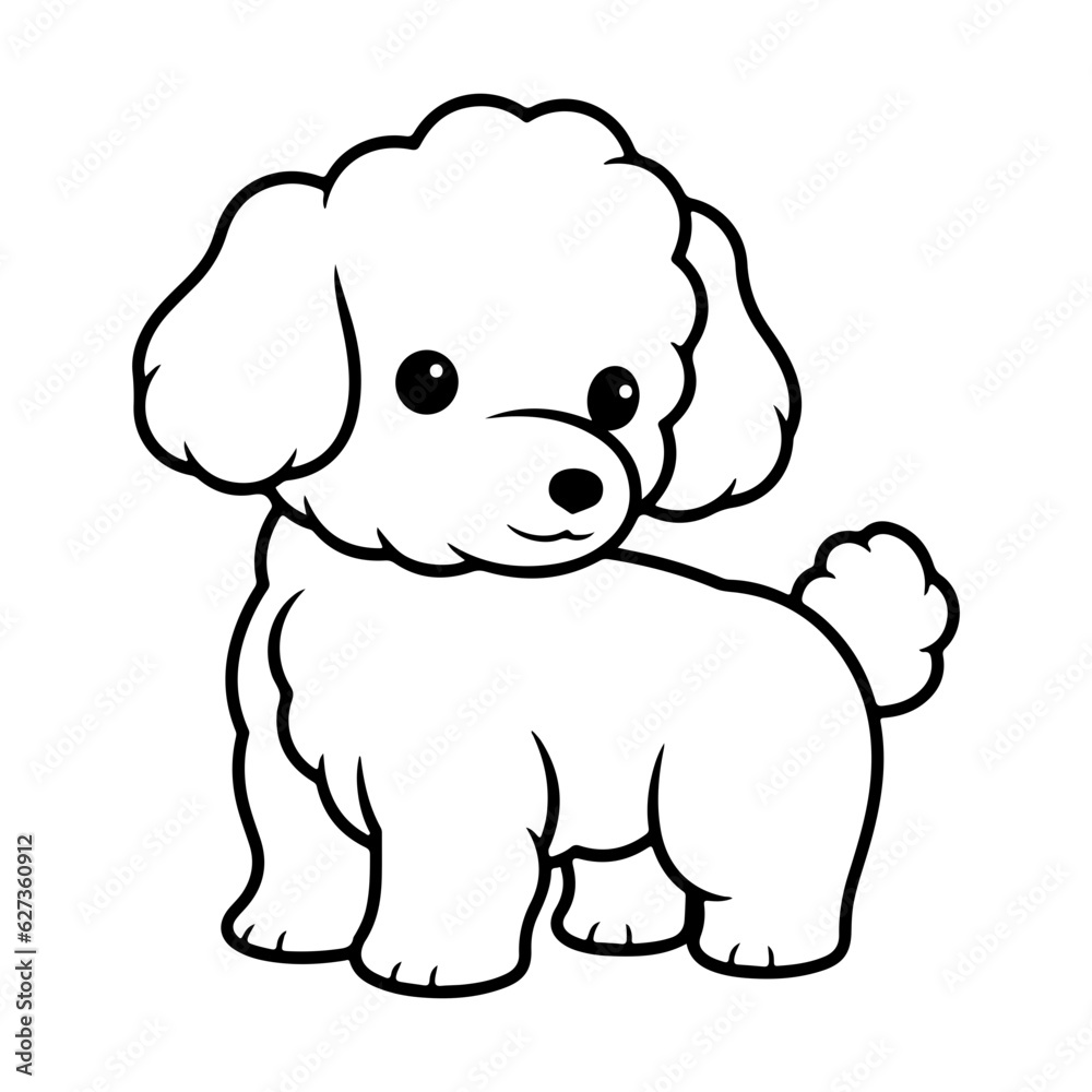 Bichon Frise, hand drawn cartoon character, dog icon.