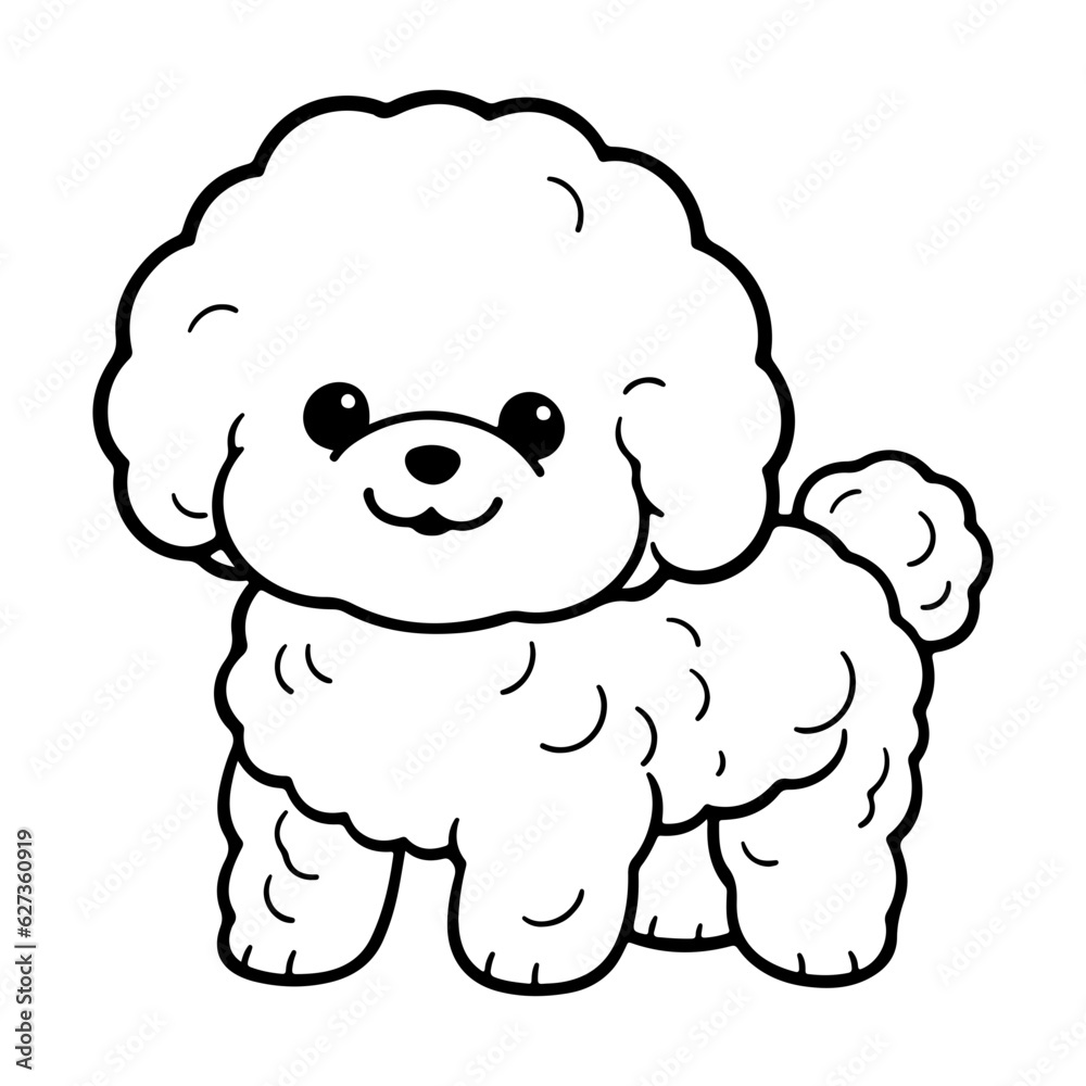 Bichon Frise, hand drawn cartoon character, dog icon.