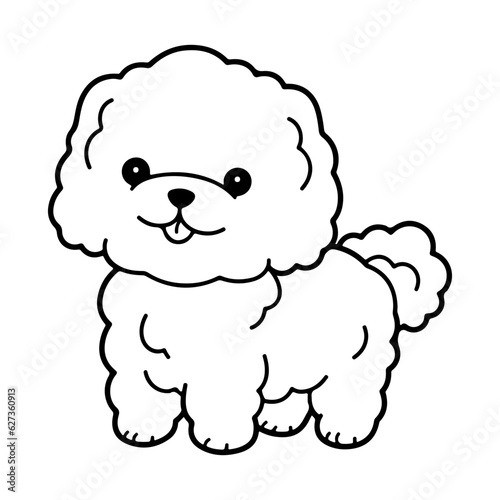 Bichon Frise, hand drawn cartoon character, dog icon.