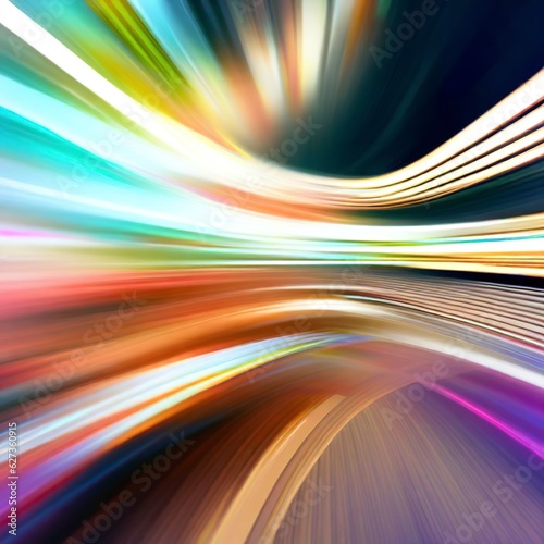Abstract colorful speed background with lines in shape of track turn.