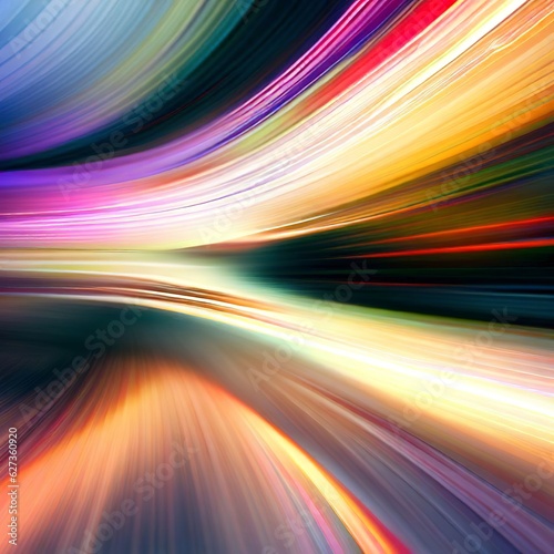 Abstract colorful speed background with lines in shape of track turn.