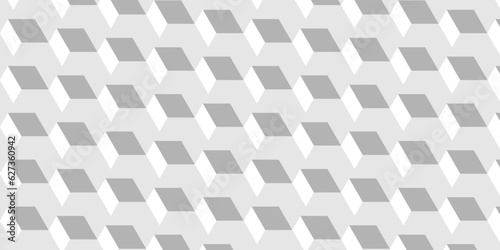 Seamless white cube pattern with stripes Seamless vector background. Simple hexagon type curved grey lines with repeat stripes texture. Light modern simple wallpaper texture.