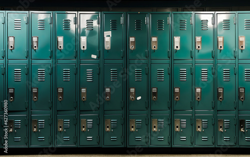 Row of High School Lockers. AI, Generative AI