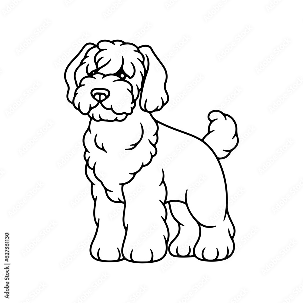 Black Russian Terrier, hand drawn cartoon character, dog icon.