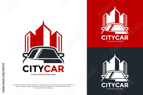 City car vector logo template. This design use car and building symbol. Suitable for business, automotive.