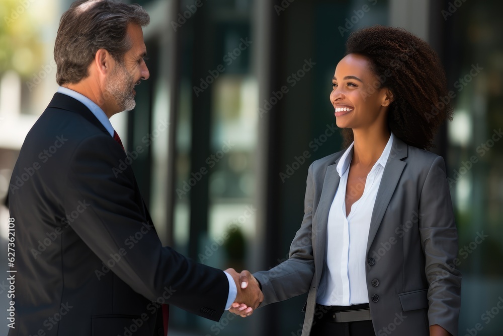 businesspeople standing in an office, generative artificial intelligence businesspeople standing in an office, generative artificial intelligence