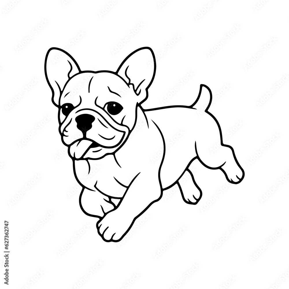 Bulldog, hand drawn cartoon character, dog icon.