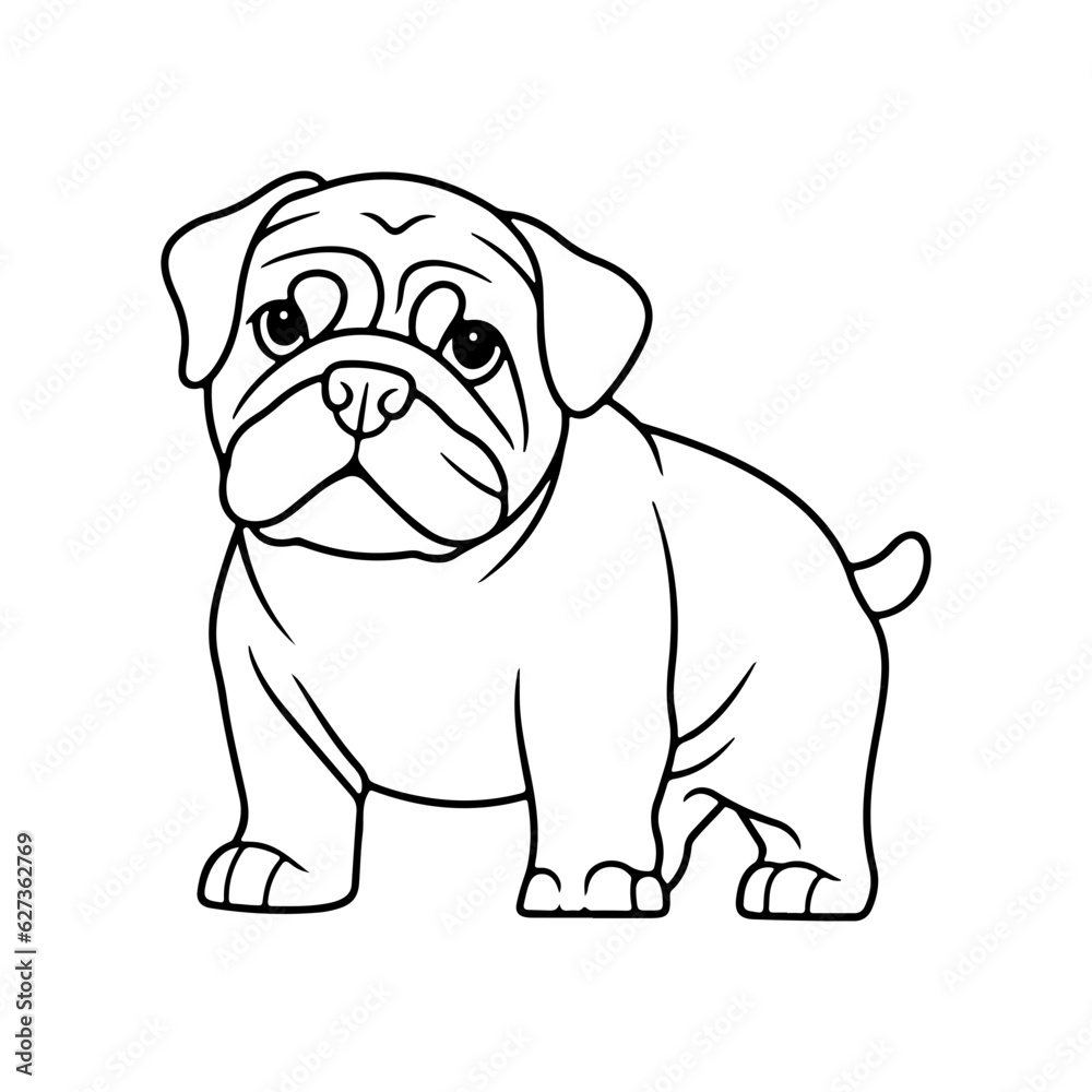 Bulldog, hand drawn cartoon character, dog icon. Bulldog, hand drawn cartoon character, dog icon.